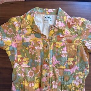 Show me you mumu floral denim romper